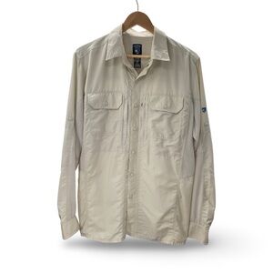 Kuhl Fish Performance Outdoor Vented Button Up Shirt Airspeed Natural Size M